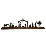 OAVQHLG3B Nativity Scene Nativity Sets For Christmas Indoor Black Metal Nativity Set With Wood Base People Nativity Set Tree Nativity For Christmas Table Decoration